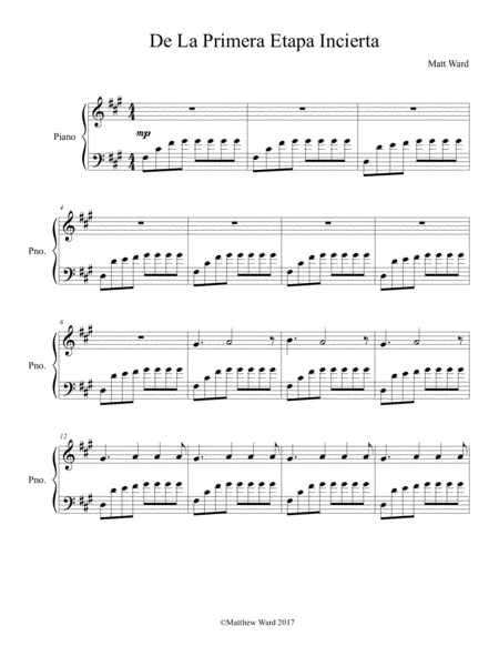 De La Primera Etapa Incierta Sheet Music