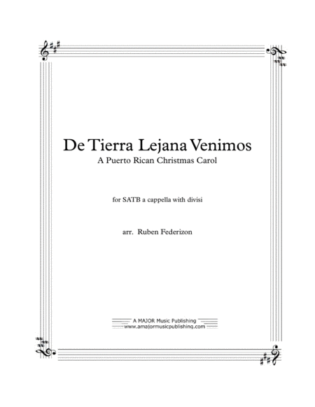 De Tierra Lejana Puerto Rican Christmas Carol Sheet Music