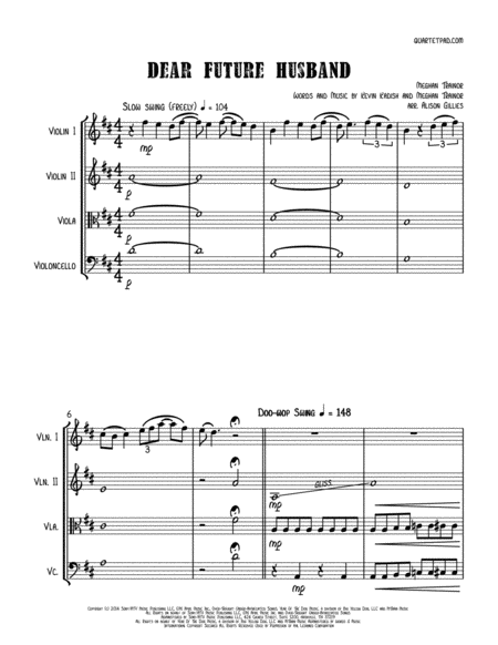 Free Sheet Music Dear Future Husband String Quartet