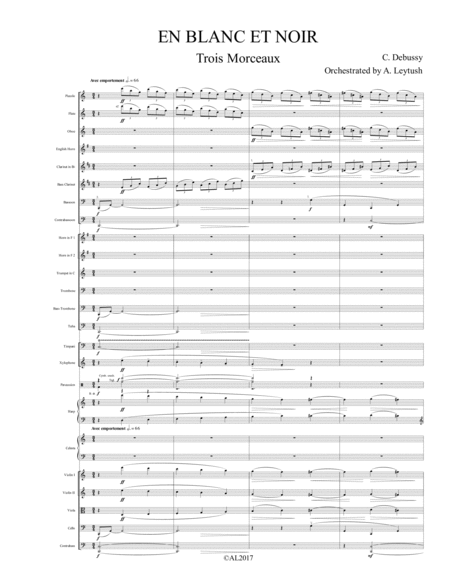 Free Sheet Music Debussy En Blanc Et Noir Orchestra Suite Orchestrated By Leytush Score Parts