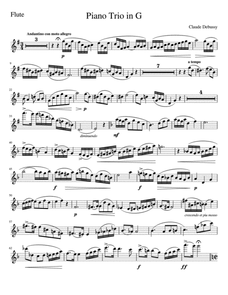 Debussy Piano Trio In Sol Sheet Music