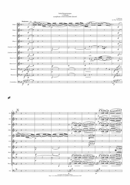 Debussy Suite Bergamasques Wind Dectet Sheet Music