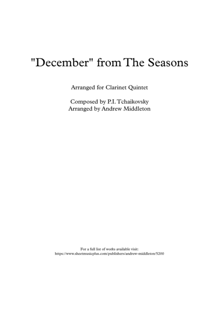 Free Sheet Music December Arranged For Clarinet Quintet