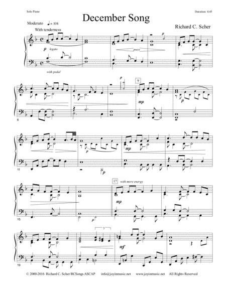 Free Sheet Music December Song