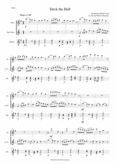 Deck The Hall For Flute Alto Flute And Guitar Sheet Music