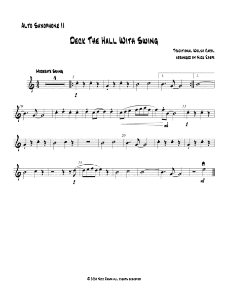 Deck The Hall With Swing Alto Saxophone Ii Part Sheet Music