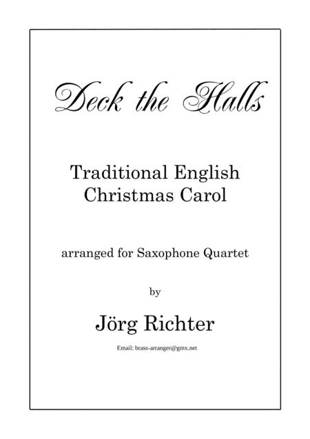 Free Sheet Music Deck The Halls Christmas Carol For Saxophone Quartet