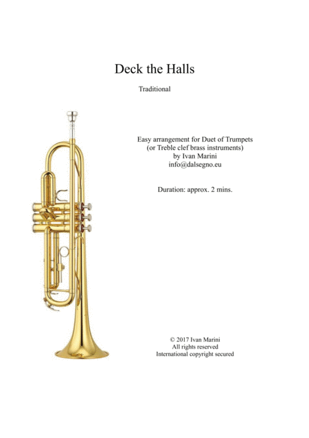 Deck The Halls Easy Duet For Trumpets Sheet Music