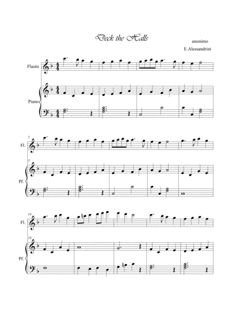 Deck The Halls Flute And Piano Sheet Music