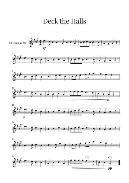 Free Sheet Music Deck The Halls For Clarinet