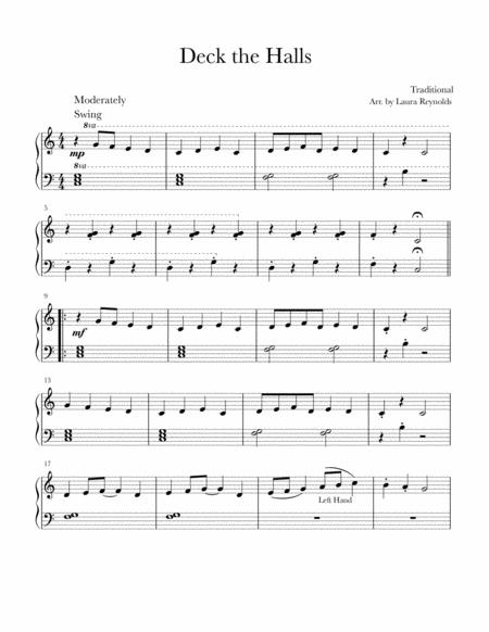 Deck The Halls Jazzy Easy Beginner Sheet Music