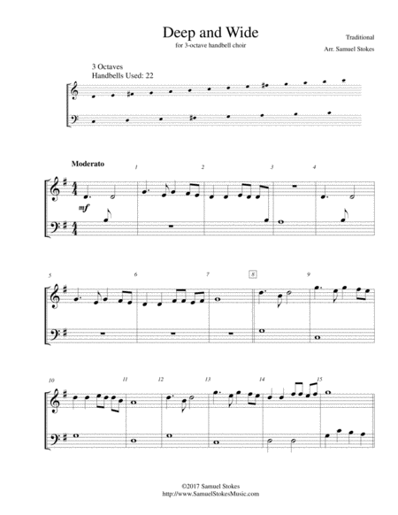 Deep And Wide For 3 Octave Handbell Choir Sheet Music