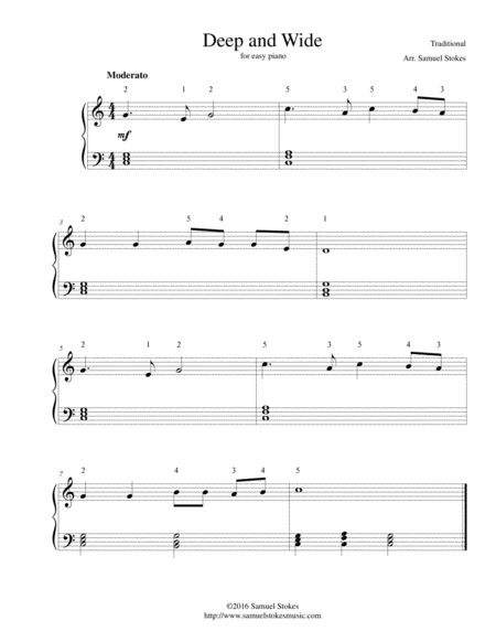 Free Sheet Music Deep And Wide For Easy Piano