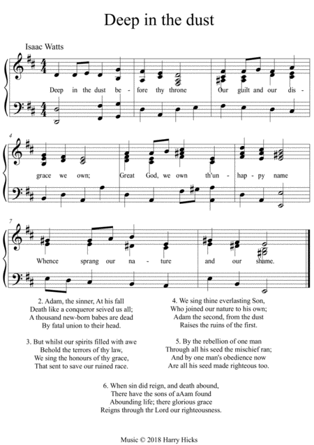 Deep In The Dust A New Tune To A Wonderful Isaac Watts Hymn Sheet Music