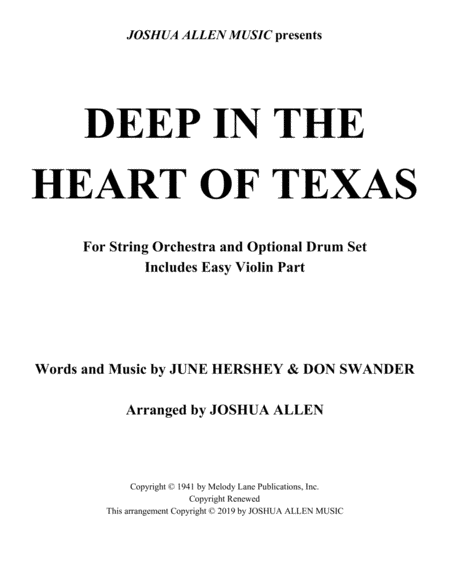 Deep In The Heart Of Texas Sheet Music