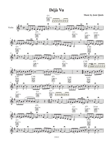 Free Sheet Music Deja Vu From The Album Dance Of Two Souls By Perpetual Motion Intermediate Version