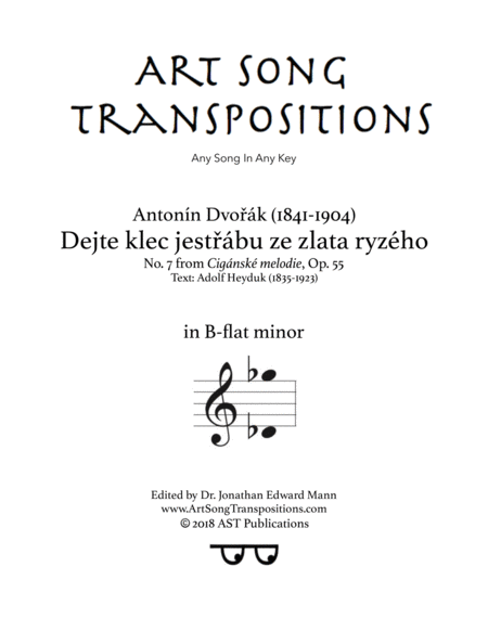 Dejte Klec Jest Bu Ze Zlata Ryzho Op 55 No 7 B Flat Minor Sheet Music