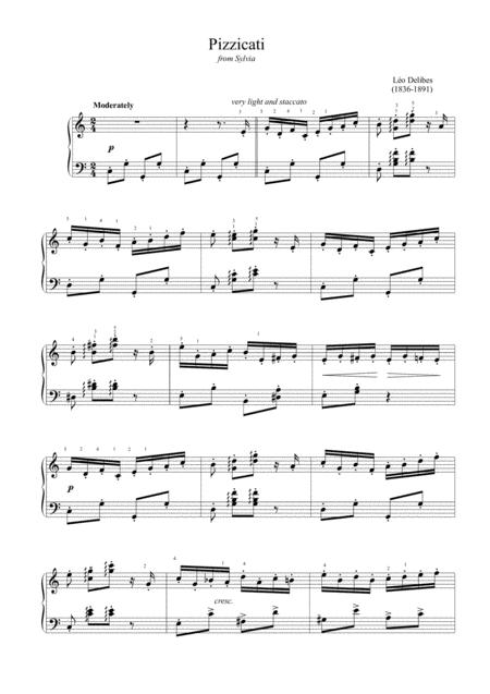 Delibes Pizzicati From Sylvia Easy Piano Arrangement Sheet Music