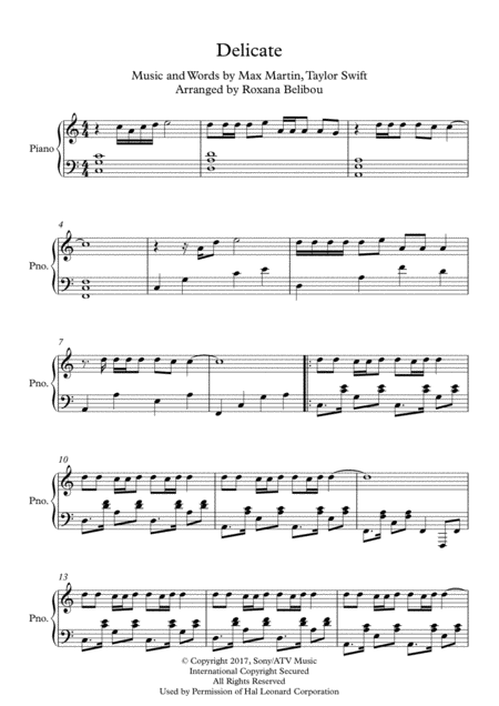 Delicate Piano Sheet Music