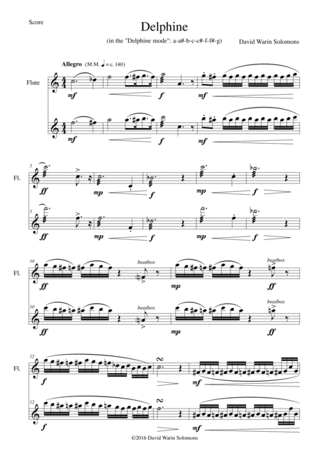 Delphine For Flute Duo Sheet Music