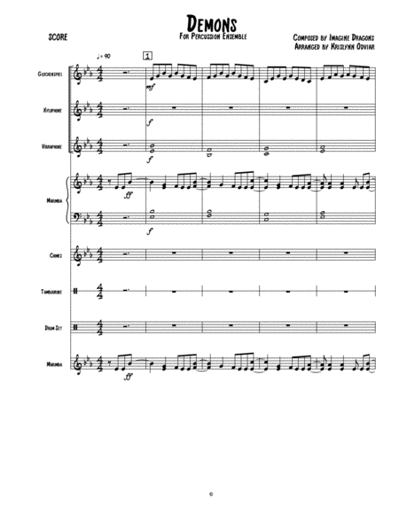 Demons For Percussion Ensemble Sheet Music