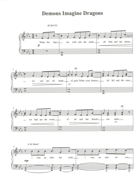 Free Sheet Music Demons Harder Version