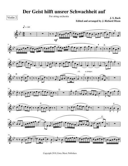 Der Geist 2nd Violin Part Sheet Music