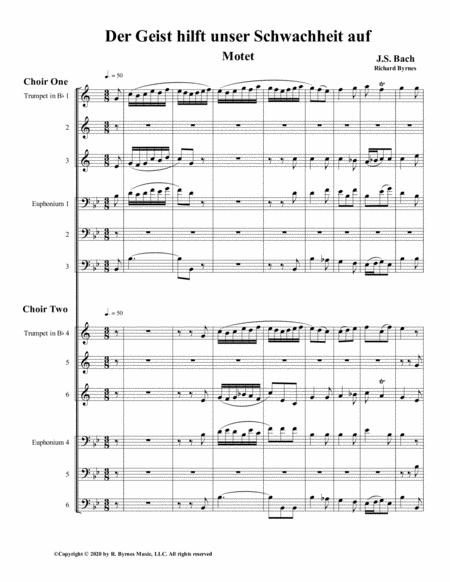 Free Sheet Music Der Geist Hilft Unser Schwachheit Auf By Js Bach For Double Brass Choir