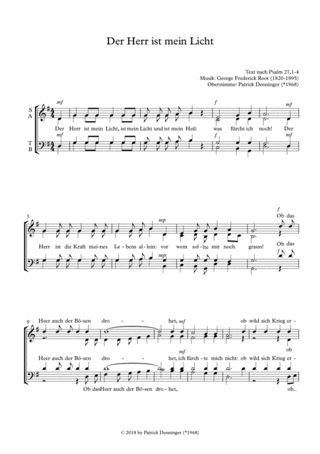 Free Sheet Music Der Herr Ist Mein Licht Choir Satb And Solo Voice In G