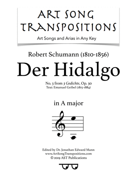 Der Hidalgo Op 30 No 3 A Major Sheet Music