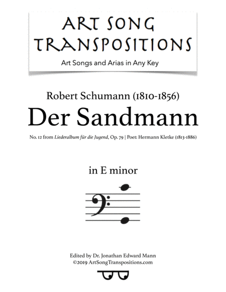 Free Sheet Music Der Sandmann Op 79 No 12 Transposed To E Minor Bass Clef