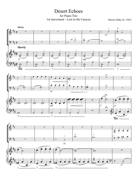 Free Sheet Music Desert Echoes For Beginning Piano Trio