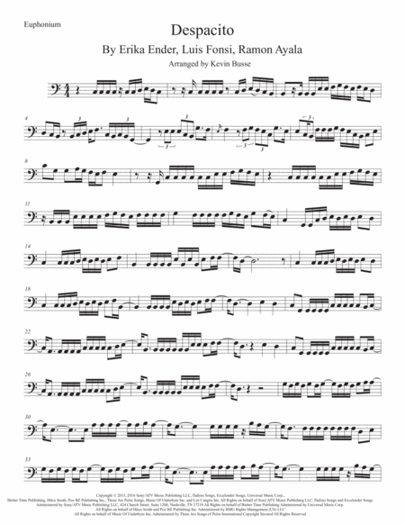 Despacito Easy Key Of C Euphonium Sheet Music