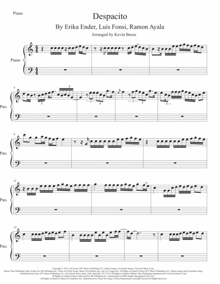 Despacito Easy Key Of C Piano Sheet Music