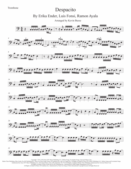 Free Sheet Music Despacito Easy Key Of C Trombone