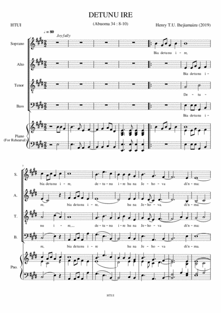 Free Sheet Music Detunu Ire Taste And See