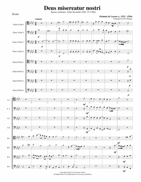 Deus Misereatur Nostri For Trombone Or Low Brass Octet Sheet Music