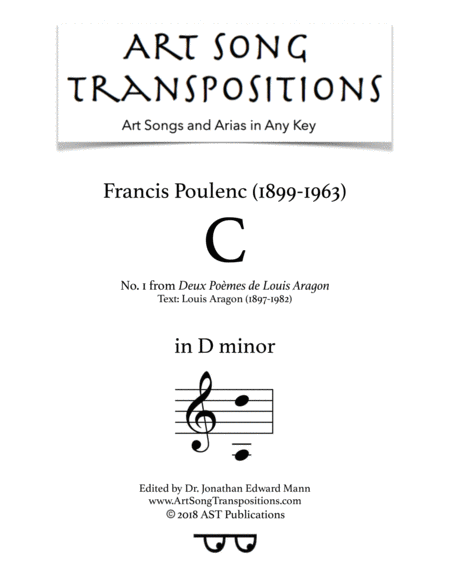 Deux Pomes De Louis Aragon C D Minor Sheet Music