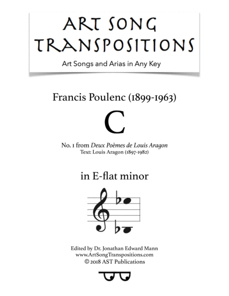 Deux Pomes De Louis Aragon C E Flat Minor Sheet Music