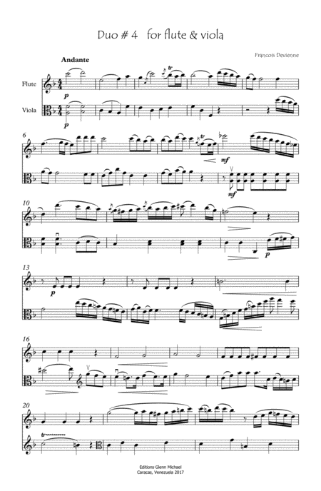 Free Sheet Music Devienne Duet For Flute Viola