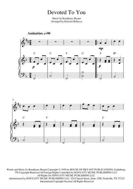 Free Sheet Music Devoted To You For Alto Saxophone Solo And Piano Accompaniment