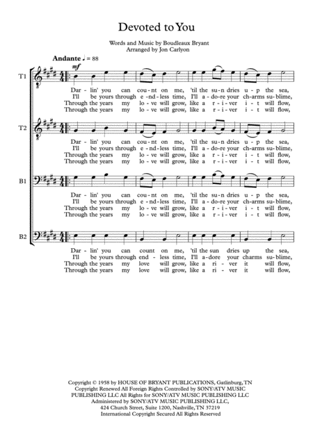 Free Sheet Music Devoted To You