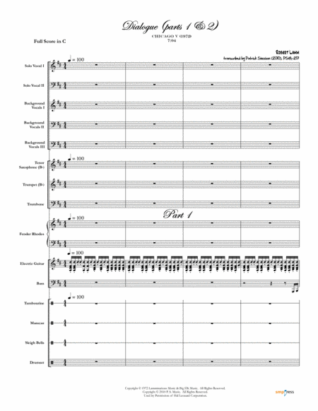 Dialogue Parts 1 2 Chicago Full Score Set Of Parts Sheet Music