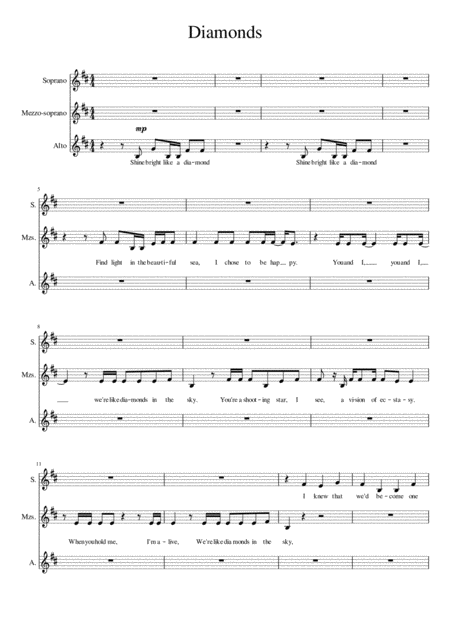 Diamonds Rihanna Ssa Sheet Music