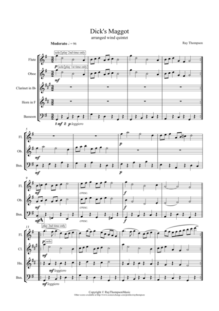 Dicks Maggot Wind Quintet Sheet Music