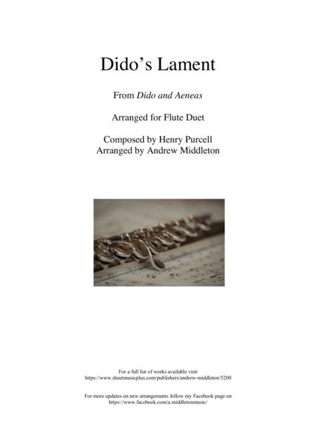 Dido Lament Arranged For Flute Duet Sheet Music