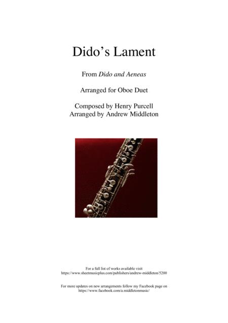 Free Sheet Music Dido Lament Arranged For Oboe Duet