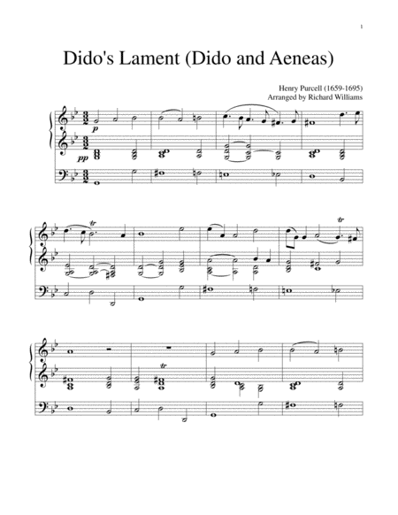 Didos Lament From Dido And Aeneas Sheet Music