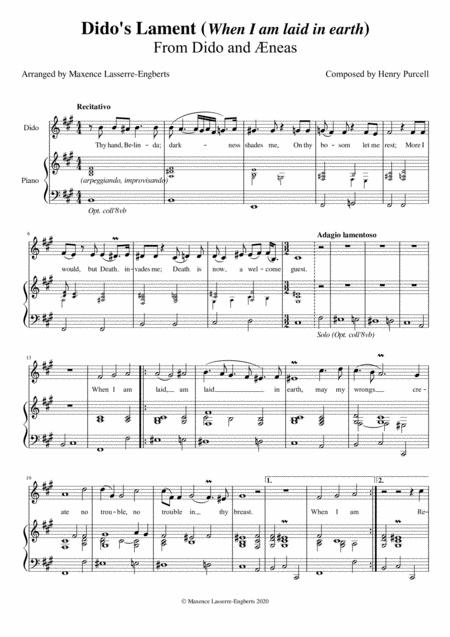 Didos Lament Medium Voice Key F M Sheet Music