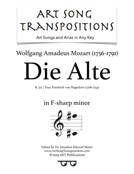 Die Alte K 517 F Sharp Minor Sheet Music